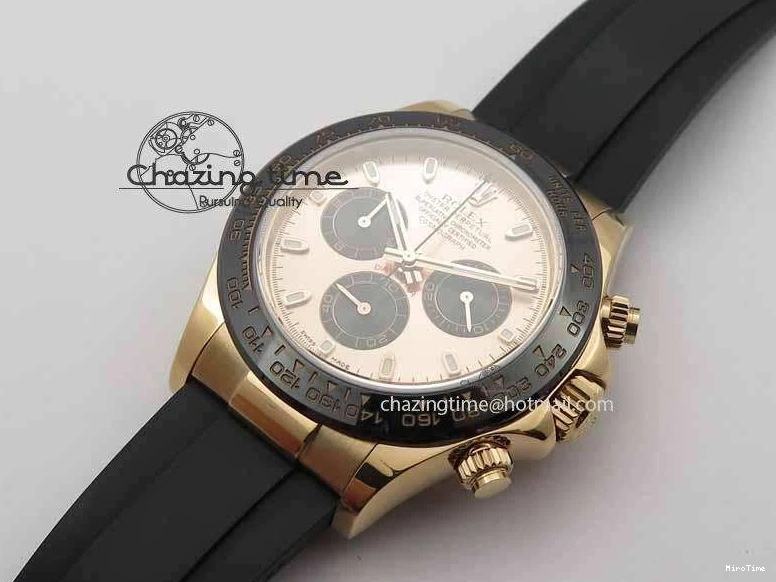 MiroTime 0316 RelaxedFit Daytona 116515 Noob 1:1 Best Edition Rose Gold Dial On Black Rubber Strap A7750(Free Extra Strap) 3740